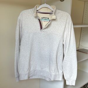 Orvis Men's Light Gray Half-Zip Pullover with Contrast Trim